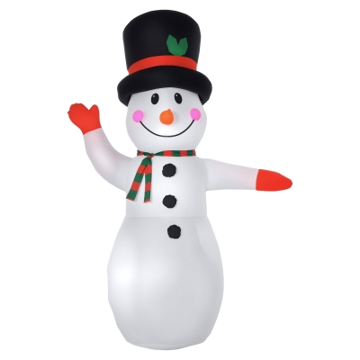 HOMCOM 8 Ft Tall Outdoor Lighted Airblown Inflatable Christmas Lawn Decoration - Waving Snowman
