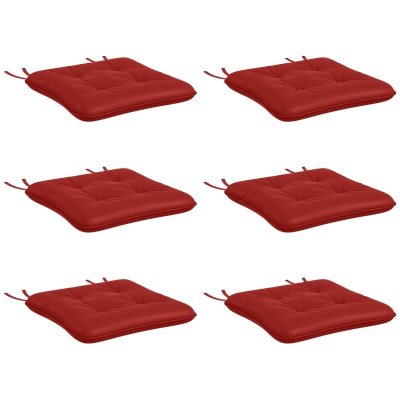 Outsunny 6-Piece Seat Cushion Replacement, Outdoor Patio Chair Cushions Set with Ties, Button Tufted, Wine Red
