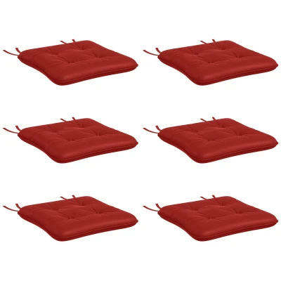 Outsunny 6-Piece Seat Cushion Replacement, Outdoor Patio Chair Cushions Set with Ties, Button Tufted, Wine Red