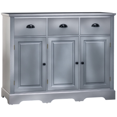 HOMCOM Kitchen Sideboard Cabinet with 3 Drawers & Adjustable Shelf, Gray