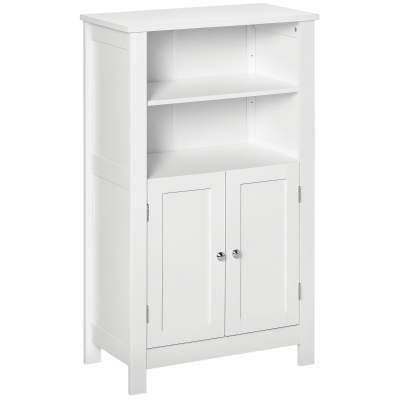 Kleankin Bathroom Floor Cabinet, Wooden Storage with 2 Shelves, White