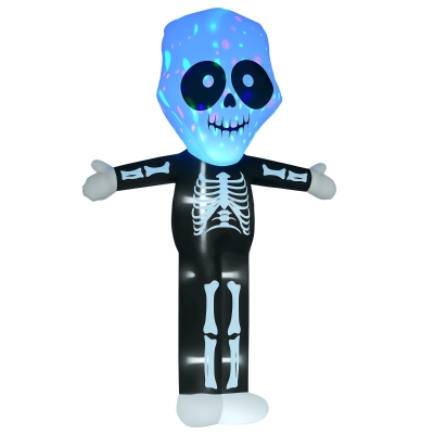 HOMCOM 10ft Halloween Inflatable Skeleton Ghost Decoration, LED Lighted for Home Indoor Outdoor Garden Lawn Decoration Party Prop