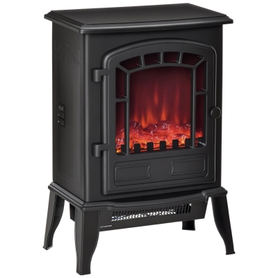 HOMCOM Electric Fireplace Heater, Freestanding Stove 750W/1500W, Black