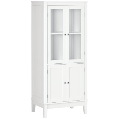 Kleankin Bathroom Floor Cabinet, White, 2 Storage Cabinets