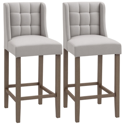 HOMCOM Modern Tufted Bar Stools, Set of 2, Beige