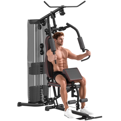 Soozier Home Gym, Multifunction Gym Equipment with 100Lbs Weight Stack for Back, Chest, Arm, Leg and Full Body Workout