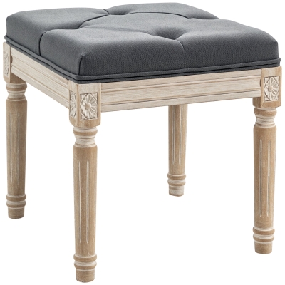 HOMCOM 16" Vintage Ottoman, Tufted Foot Stool, Gray