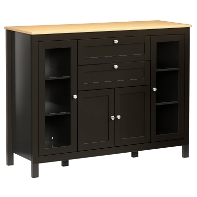 HOMCOM 47" Buffet Cabinet with Glass Door & Drawers, Brown
