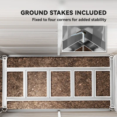 Outsunny 4.6' x 9' Outdoor Storage Shed, Lean to Metal Shed with Foundation Kit, Lockable Doors and Gloves for Patio, Lawn, Brown(m-8)