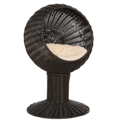 PawHut Elevated Cat Bed, Rotatable Egg Chair Pod, Coffee