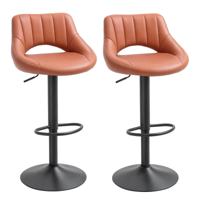 HOMCOM Set of 2 Swivel Bar Height Stools, Brown