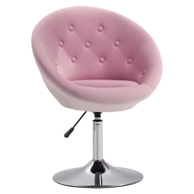 HOMCOM Modern Tufted Swivel Makeup Vanity Chair, Pink