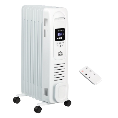 HOMCOM 25.25" Electric Space Heater, 1500W, Remote, White