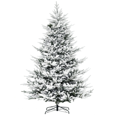 HOMCOM 8' Pine Snow Flocked Christmas Tree, Green