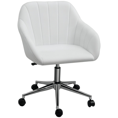 Vinsetto Mid Back Office Chair, PU Leather, Adjustable, White