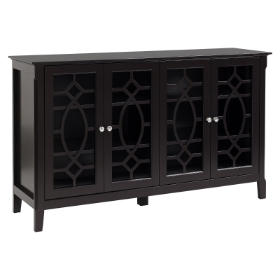 HOMCOM Buffet Cabinet, Kitchen Storage with Glass Doors, Espresso