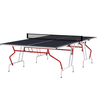 Soozier 9' x 5' Full Size Table Tennis Table, Folding Ping Pong Table with Paddles and Balls, Dark Grey