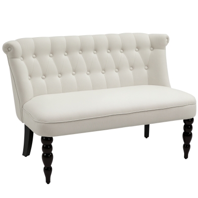 HOMCOM Upholstered Armless Loveseat, Button Tufted, Cream White