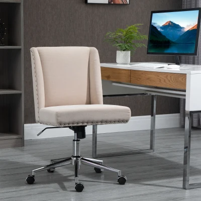 Vinsetto Mid Back Office Chair, Beige, 360° Swivel, Adjustable