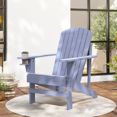 Outsunny Oversized Adirondack Chair, Gray Lounge with Cupholder
