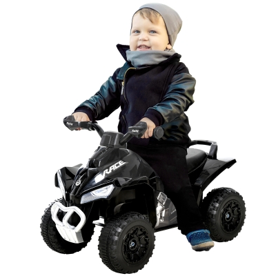 Aosom No Power 4 Wheels Ride on Toy for Kids, Foot To Floor Slider Toddler Ride-on Car with Music, Lightening, for 18-36 Months Black