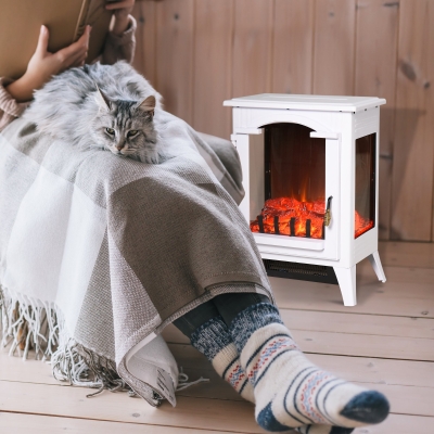 HOMCOM 23" Electric Fireplace Heater, 750W/1500W, White