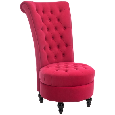 HOMCOM High Back Accent Chair, Retro Crimson Red Upholstered
