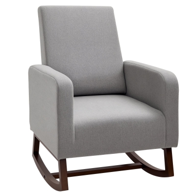 HOMCOM Accent Rocking Chair, Curved Wood Base, Gray