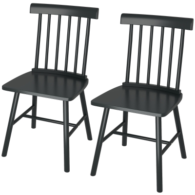 HOMCOM Set of 2 Nordic Dining Chairs, Wood Frame, Black
