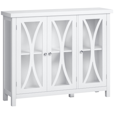 HOMCOM Buffet Cabinet with Glass Doors & Adjustable Shelf, White