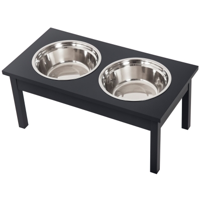 PawHut 23" Heavy Duty Elevated Dog Feeding Station - Black