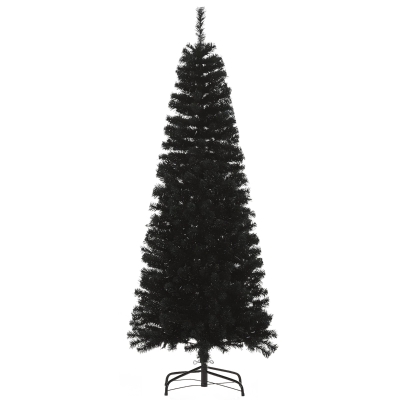 HOMCOM 6 FT Black Artificial Christmas Tree with Stand, Pencil Style
