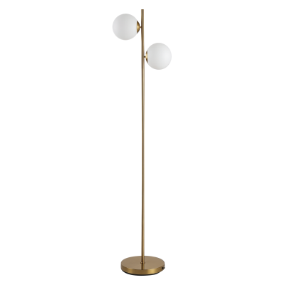 HOMCOM Modern Floor Lamp with 2 Glass Shades, White