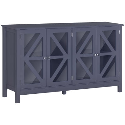 HOMCOM Buffet Cabinet with Glass Doors & Adjustable Shelf, Gray