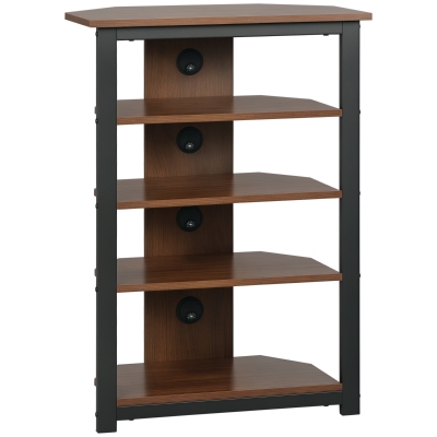 HOMCOM 4-Tier Media Stand with Cable Management, Brown