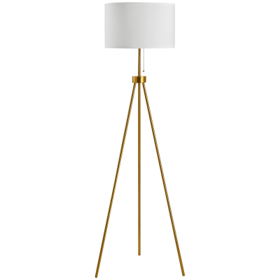 HOMCOM 59.75" Tripod Floor Lamp, Fabric Shade, Gold