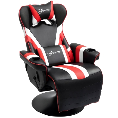 Vinsetto Racing Gaming Chair, Recliner with Footrest, Black/Red