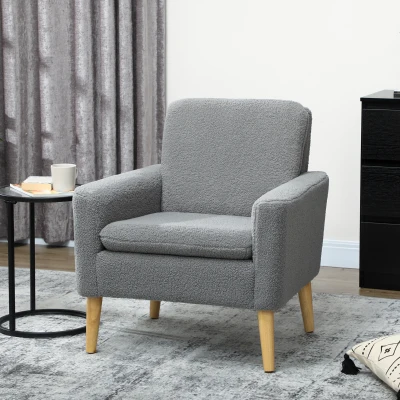 HOMCOM Fabric Accent Chair, Modern Upholstered Armchair with