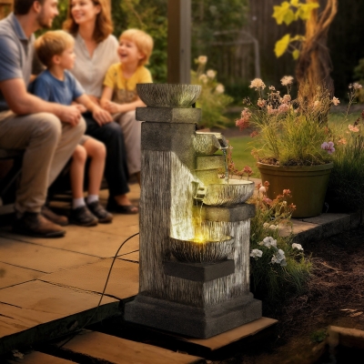 Garden Fountain 15" L x 14.2" W x 33.5" H Gray
