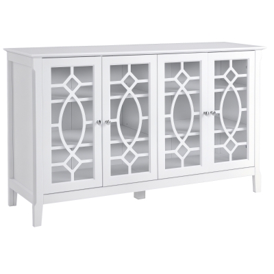 HOMCOM White Sideboard Buffet Cabinet with Glass Doors