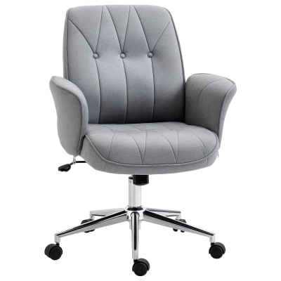 Vinsetto Microfiber Office Chair, Adjustable Tufted, Light Gray