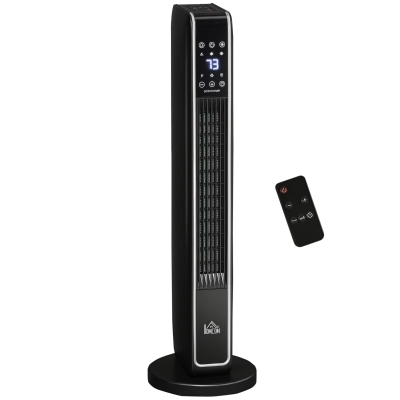 HOMCOM 2-In-1 Electric Tower Heater, Oscillating, 750W/1500W, Black