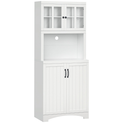 HOMCOM Kitchen Hutch, White Pantry Cabinet with Adjustable Shelves