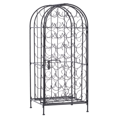 HOMCOM 35-Bottle Wrought Iron Wine Rack Cabinet, Black