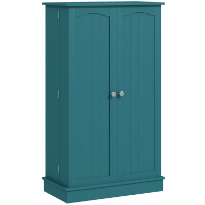 HOMCOM 41" Storage Cabinet, 2-Door Kitchen Pantry Cabinet with 5-tier Shelving, 12 Spice Racks, Adjustable Shelves, Teal Blue