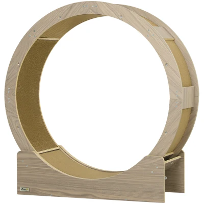 PawHut 36" Cat Wheel for Indoor Cats with Brake, Scratching Pads, Walnut