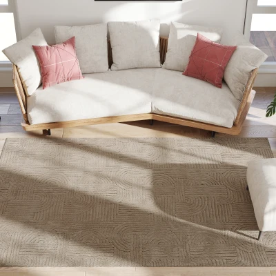 HOMCOM 6x9 Area Rug, Luxurious Faux Fur Rug, Non-Slip Floor Carpet for Living Room, Bedroom, Dining Room, Tan