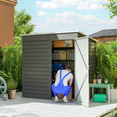 Garden Storage Shed 75.6" W x 51.2" D x 65.7"/72.4" H Light Gray