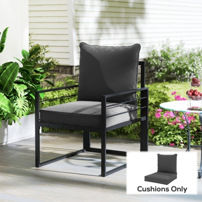 Outsunny Patio Chair Cushions, Thick Deep Seat Outdoor Seat Cushion with Back Cushion, Charcoal Grey