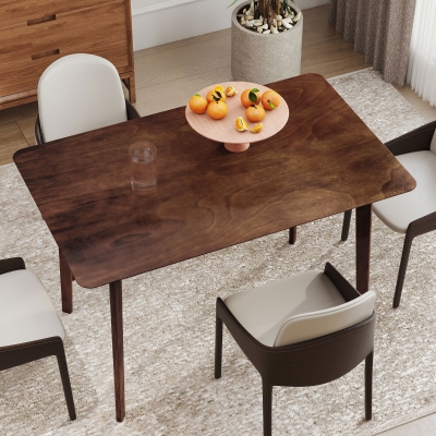 HOMCOM 47" Mid-Century Dining Table for 4, Rubber Wood Legs, Walnut